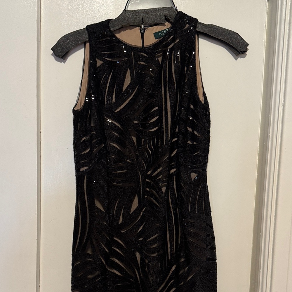 Black Leaf Pattern Dress